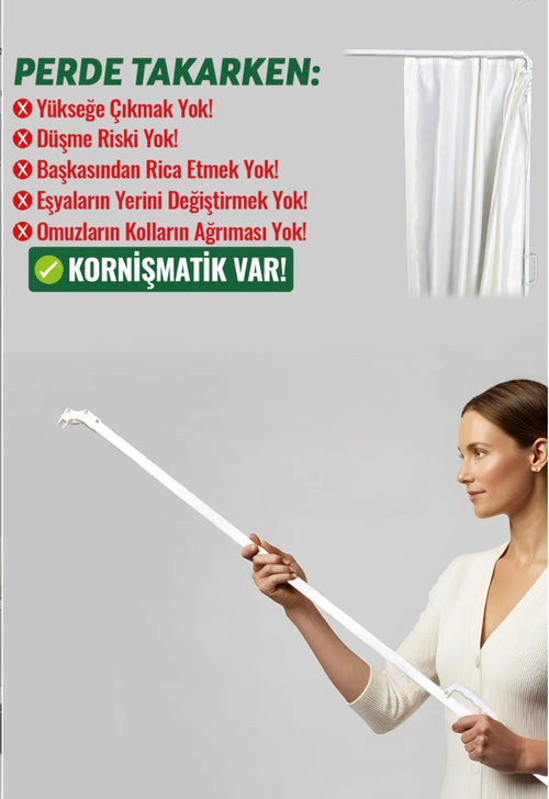 Pratik Kornişmatik - Merdivensiz Kolay Perde Takma Aparatı