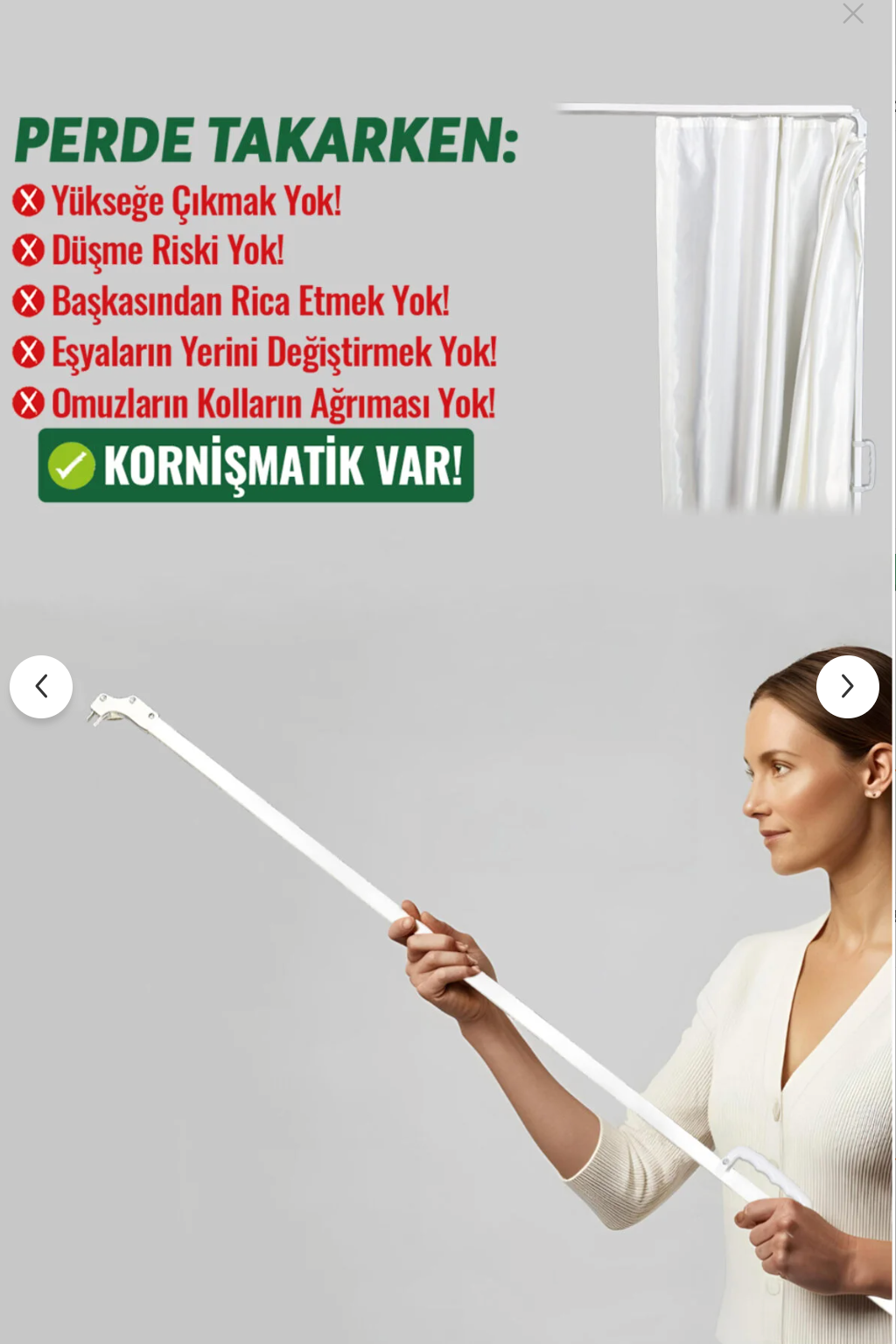 Pratik Kornişmatik - Merdivensiz Kolay Perde Takma Aparatı